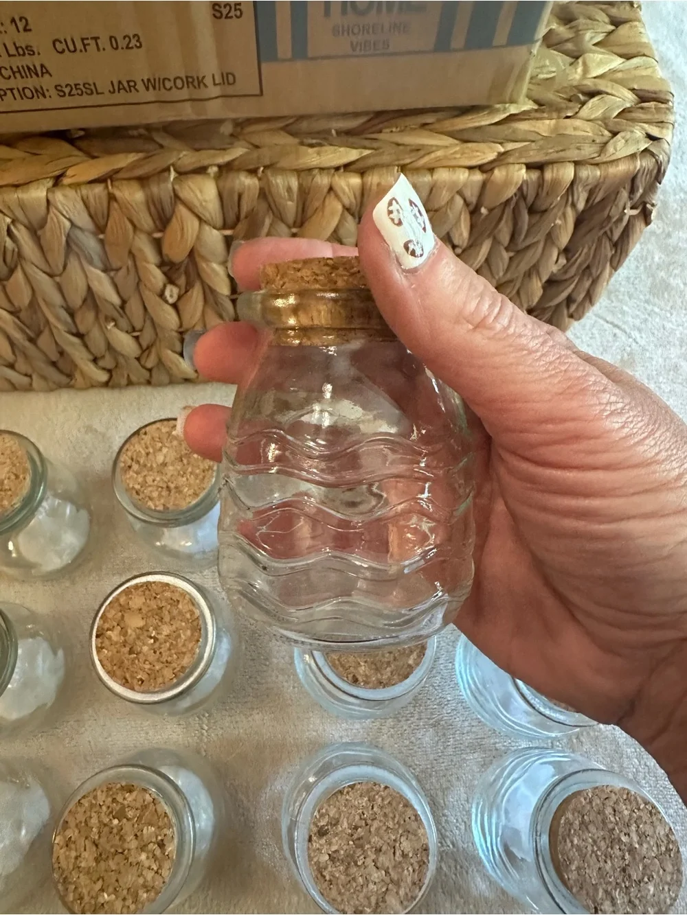 Glass Cosmetic Jars with Cork Lids — Neutral Brown